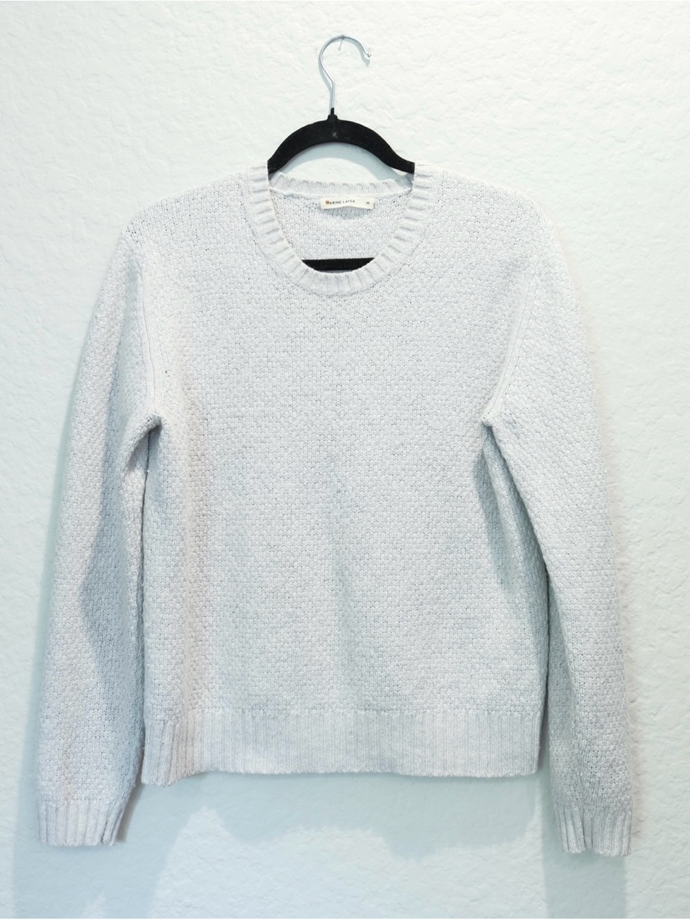 Marine Layer Wool Cotton Blend Pullover Sweater Women’s Size M Light Gray Soft